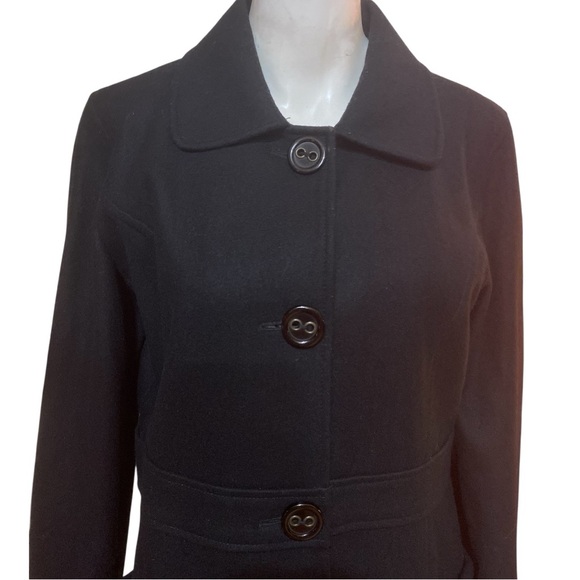 Anthropologie Tulle Black Wool Blend Peacoat Coat for Women size L - Picture 3 of 12